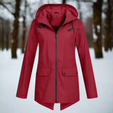 Impermeable con capucha para mujer, elegante, resistente a la intemperie y cómodo.