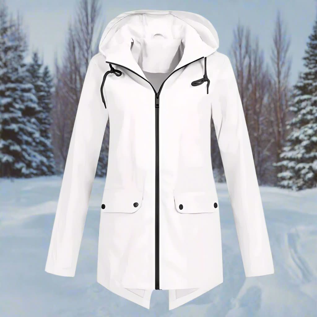 Impermeable con capucha para mujer, elegante, resistente a la intemperie y cómodo.