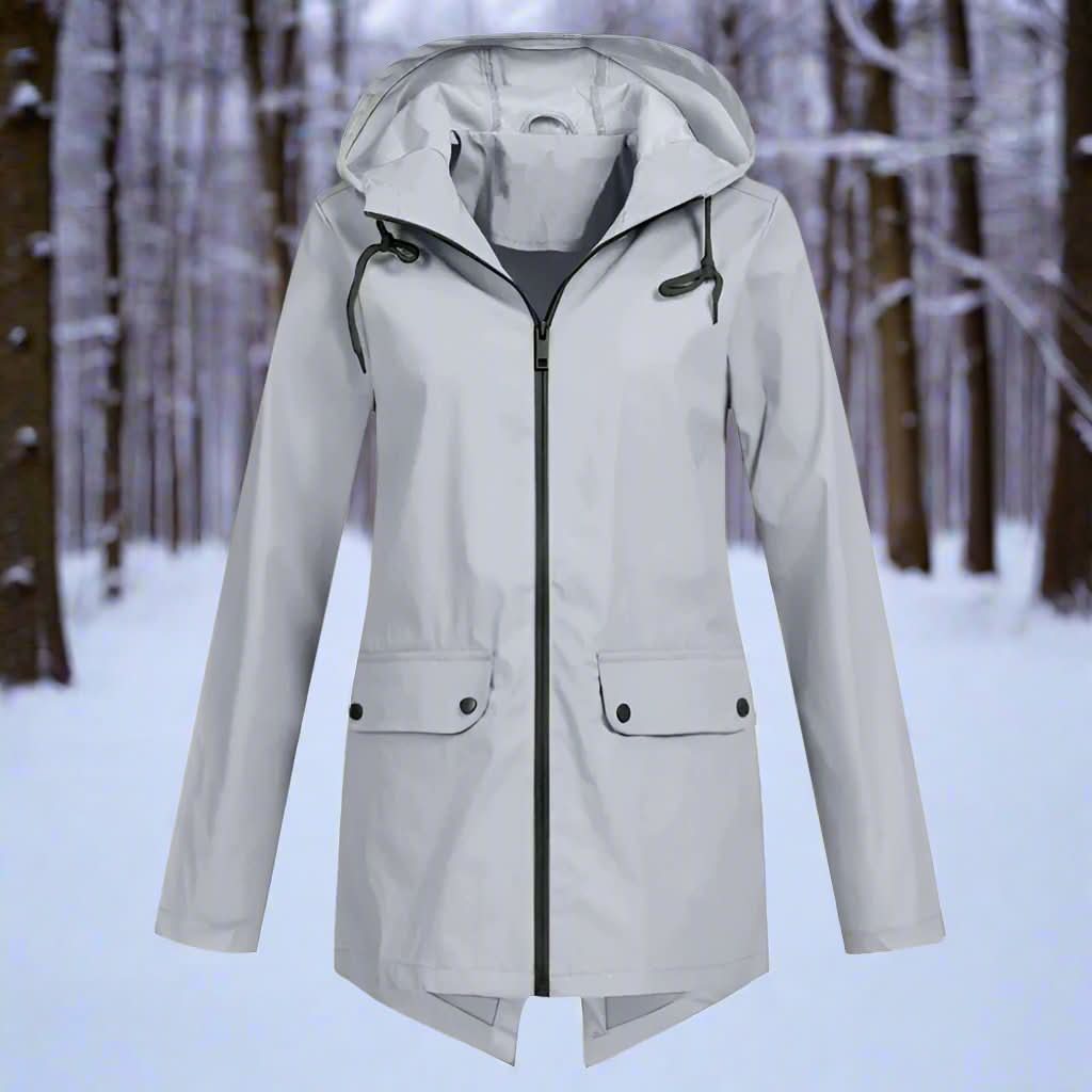 Impermeable con capucha para mujer, elegante, resistente a la intemperie y cómodo.