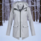 Impermeable con capucha para mujer, elegante, resistente a la intemperie y cómodo.