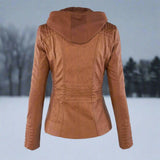 Chaqueta de cuero PU elegante, versátil y de alta calidad para mujer.