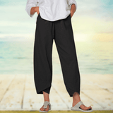 Pantalones anchos de mujer – Corte relajado – Tejido transpirable – Largo hasta el tobillo