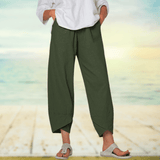 Pantalones de mujer - Algodón ligero - Cintura alta - Corte holgado y elegante