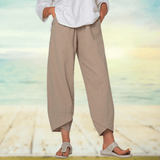 Pantalones de mujer - Algodón ligero - Cintura alta - Corte holgado y elegante