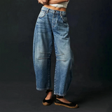 Vaqueros anchos para mujer – Corte relajado – Largo hasta el tobillo – Denim transpirable – Uso diario