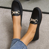 Mocasines de mujer - Piel suave - Detalle de hebilla metálica - Planos y cómodos