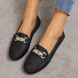 Mocasines de mujer - Piel suave - Detalle de hebilla metálica - Planos y cómodos
