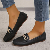 Mocasines de mujer - Piel suave - Detalle de hebilla metálica - Planos y cómodos