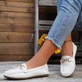 Mocasines de mujer - Piel suave - Detalle de hebilla metálica - Planos y cómodos