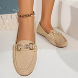 Mocasines de mujer - Piel suave - Detalle de hebilla metálica - Planos y cómodos