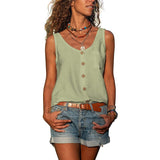 Top de mujer - Sin mangas - Abotonado - Corte holgado - Estilo casual