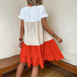 Vestido Babydoll para mujer - Corte holgado - Mangas cortas con volantes - Cuello redondo - Estilo informal
