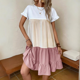 Vestido Babydoll para mujer - Corte holgado - Mangas cortas con volantes - Cuello redondo - Estilo informal