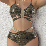 Traje de baño para mujer – Push-up estructurado – Cintura alta – Elegante acabado brillante