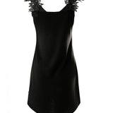 Vestido sin mangas para mujer - Escote redondo - Detalle de encaje - Corte elegante y fluido