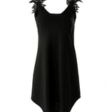 Vestido sin mangas para mujer - Escote redondo - Detalle de encaje - Corte elegante y fluido