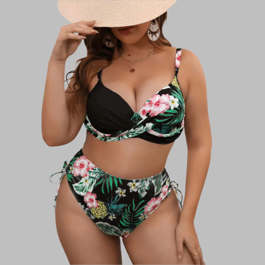 Bikini de mujer – Cintura alta – Top giratorio – Tirantes ajustables – Lazos laterales