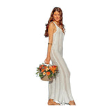 Vestido sin mangas de mujer – Punto acanalado – Corte entallado – Espalda abierta – Largo hasta el tobillo