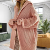 Cárdigan de punto para mujer – Corte oversize – Parte delantera abierta – Mangas largas – Lana