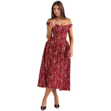 Vestido de mujer con hombros descubiertos – Cintura ajustada – Encaje – Espalda abierta elegante