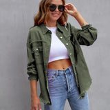 Chaqueta vaquera para mujer – Corte oversize – Lavado desgastado – Largo hasta media cadera