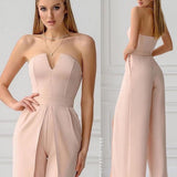 Mono de mujer – Bustier ajustado – Pantalón con aberturas anchas – Elegancia de noche