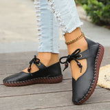 Zapatos de mujer – Punta redonda cerrada – Suela flexible – Cordones decorativos cómodos