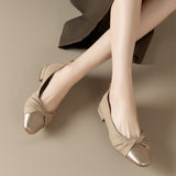 Zapatos de tacón bajo para mujer – Piel suave – Punta puntiaguda – Elegante tira retorcida