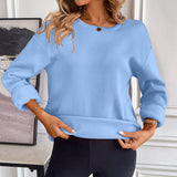 Sudadera de mujer – Corte holgado – Algodón suave – Bolsillos – Mangas largas, cuello redondo
