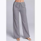Pantalón casual de mujer – Corte holgado – Tejido transpirable – Cintura elástica con cordón