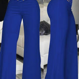 Pantalón de mujer de cintura alta – Pernera ancha y fluida – Cinturón decorativo – Tejido ligero