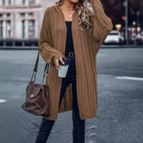 Cárdigan para mujer – Corte extragrande – Punto trenzado grueso – Largo, abierto, perfecto para combinar con otras prendas