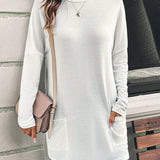 Sudadera de mujer – Corte holgado – Algodón suave – Cuello redondo – Bolsillos en la cadera