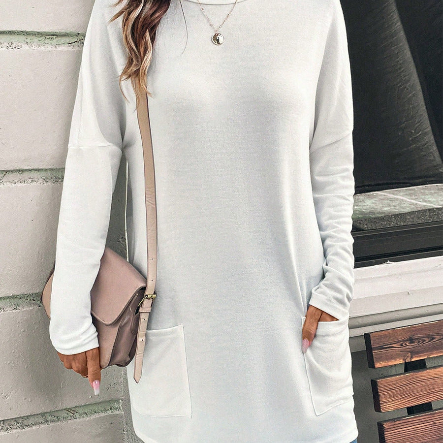 Sudadera de mujer – Corte holgado – Algodón suave – Cuello redondo – Bolsillos en la cadera