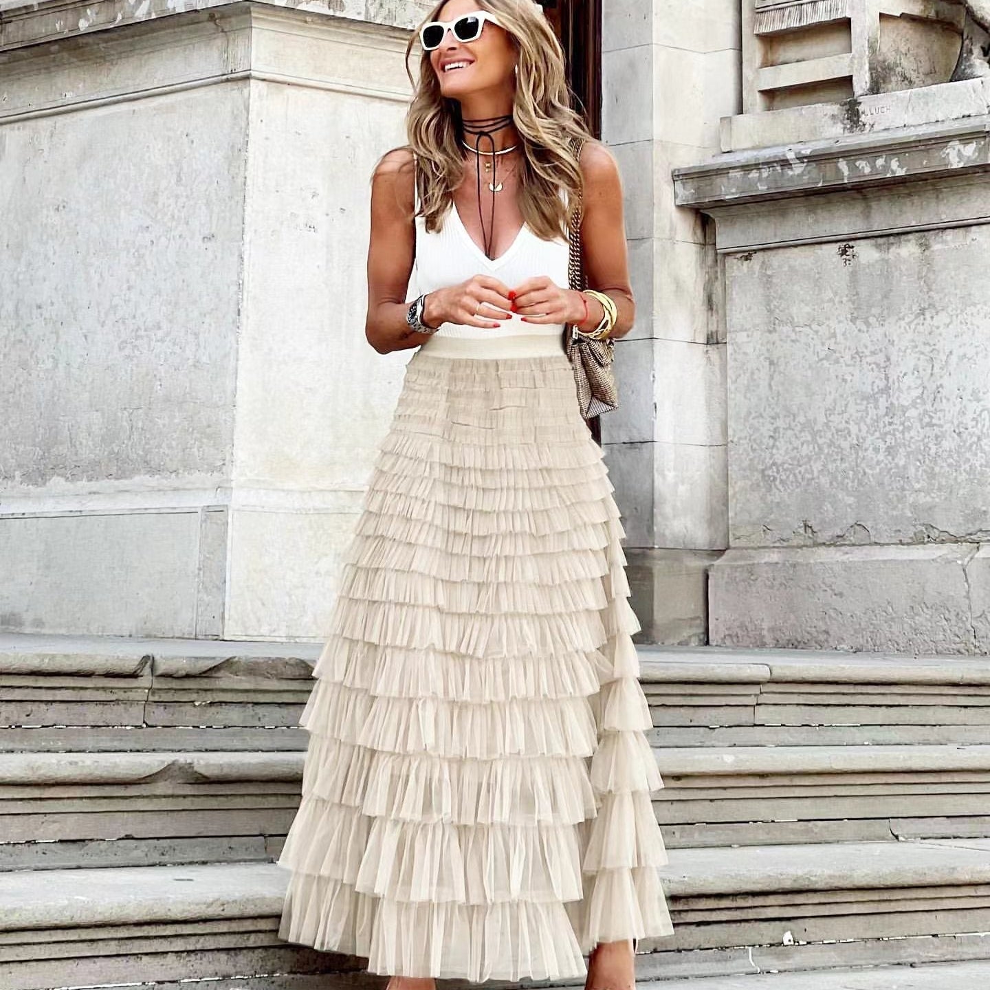 Falda de tul Aria: elegante y ligera con un acabado fluido y refinado.