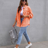 Chaqueta vaquera para mujer – Corte oversize – Lavado desgastado – Largo hasta media cadera