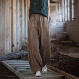 Pantalones de mujer – Corte holgado – Tejido transpirable – Cintura elástica – Estilo farol