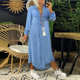 Vera - Elegante vestido vaquero con bolsillos en el pecho