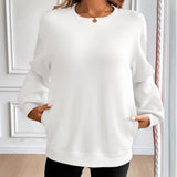 Sudadera de mujer – Corte holgado – Algodón suave – Bolsillos – Mangas largas, cuello redondo