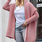 Cárdigan de mujer – Corte oversize – Punto suave – Con capucha – Parte delantera abierta – Largo