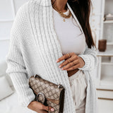 Cárdigan largo para mujer – Corte oversize – Punto texturizado – Parte delantera abierta