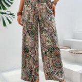 Pantalón ancho de mujer – Tejido transpirable – Corte fluido – Cintura elástica bohemia