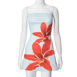 Vestido mini para mujer – Corte ajustado – Sin tirantes – Elegante estampado floral