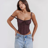 Camiseta de tirantes para mujer – Corte ajustado – Encaje elegante – Acabado satinado – Tirantes finos