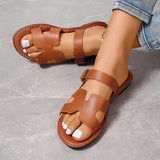 Sandalias de mujer – Piel sintética – Punta abierta – Suela plana – Tira ajustable