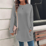 Sudadera de mujer – Corte holgado – Algodón suave – Cuello redondo – Bolsillos en la cadera