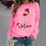 Sudadera de mujer – Corte holgado – Algodón suave – Cuello redondo – Mangas largas con estampado festivo