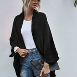 Cárdigan de mujer – Corte oversize – Punto de lana – Parte delantera abierta – Mangas murciélago