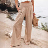 Pantalón ancho de mujer – Corte holgado – Tejido transpirable – Cintura elástica
