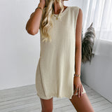 Vestido de mujer tipo jersey – Punto suave – Corte holgado – Sin mangas – Largo mini